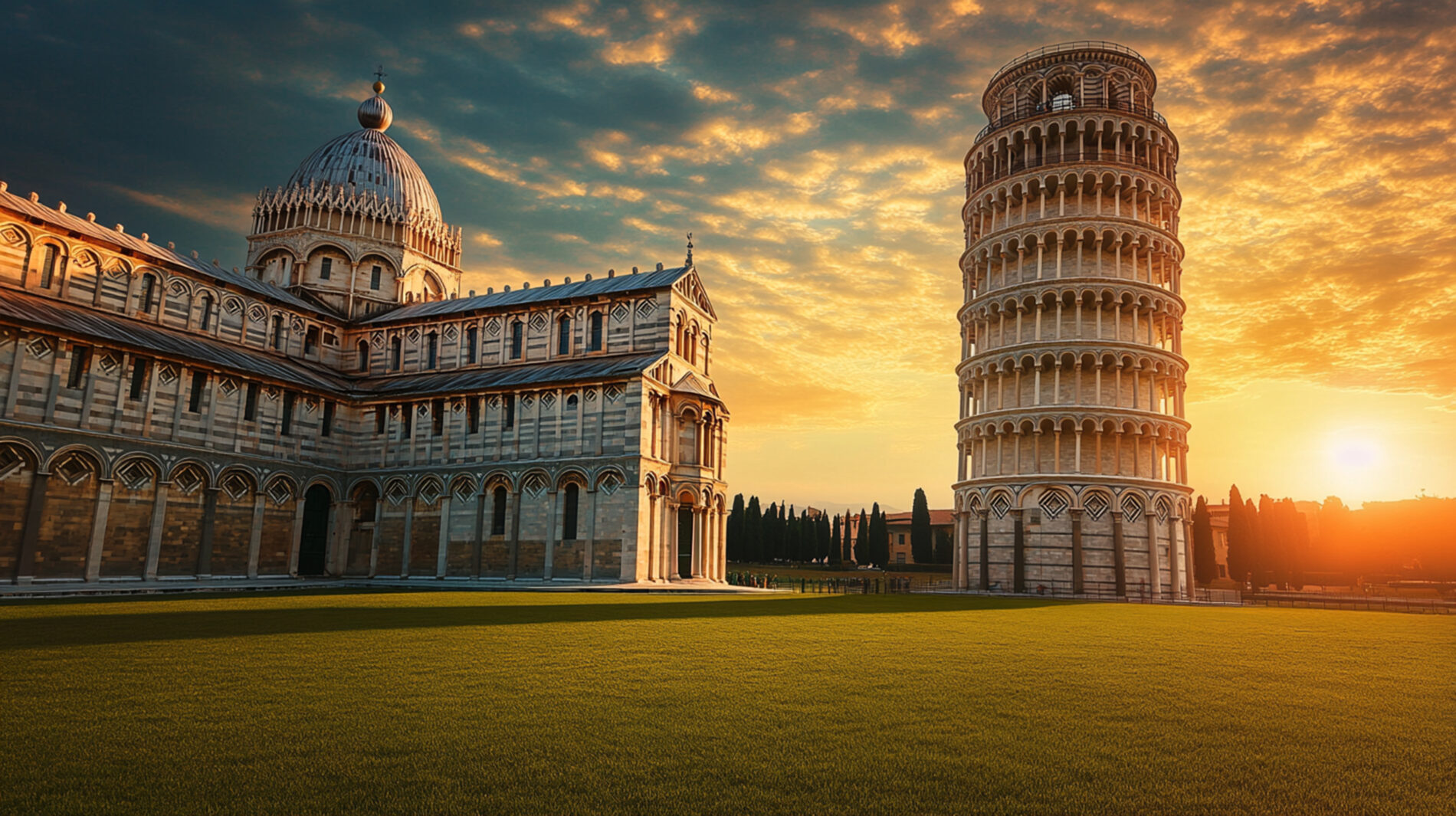 Leaning Tower of Pisa Against a Dramatic Sky