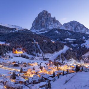 Beautiful village in a snow covered mountain