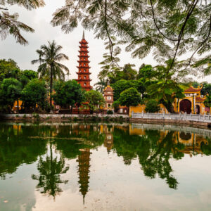Tran Quoc pagoda in the morning, the oldest temple in Hanoi, Vietnam.